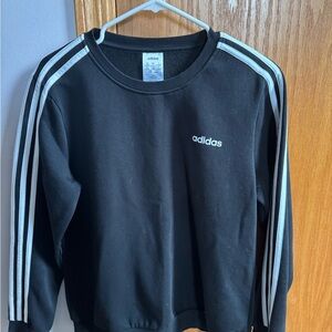 adidas Black Crewneck Sweatshirt with White Three-Stripes